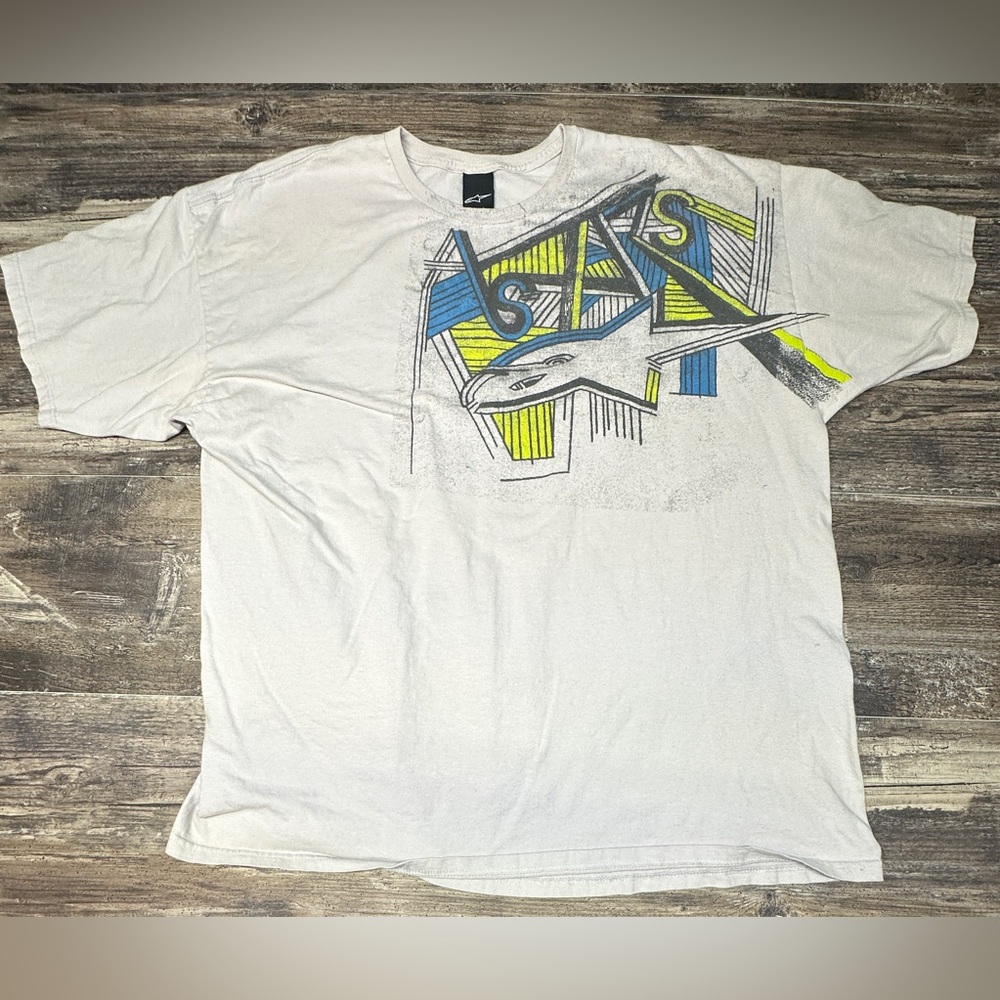 Y2K Alpinestars Graphic Tee Neon Motorsport Streetwear Mens XL - GUC